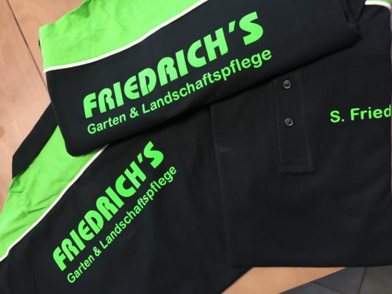 Schwarze Shirts mit grünem Druck von Friedrich's Garten- und Landschaftspflege